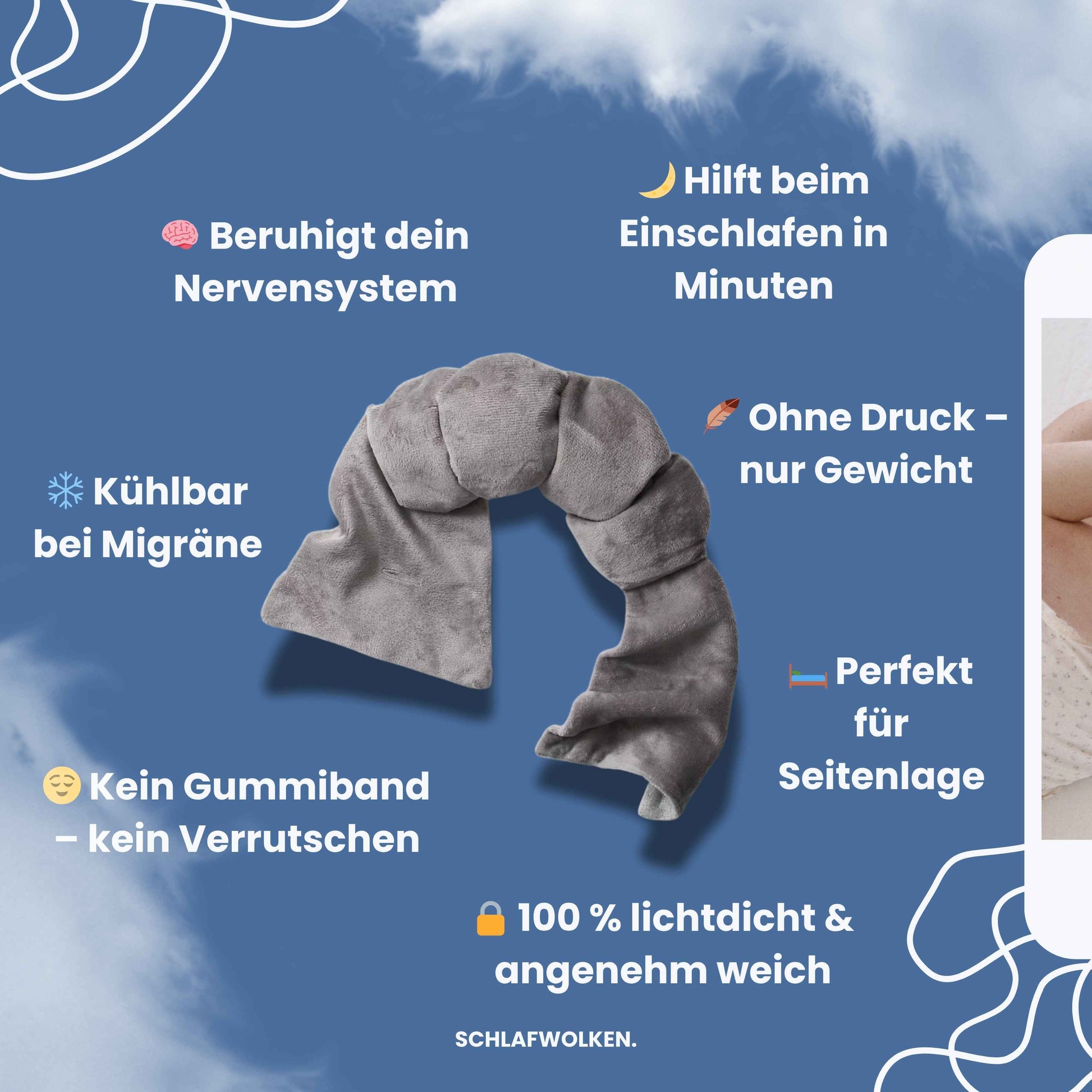 Gewichtete Schlafmaske grau